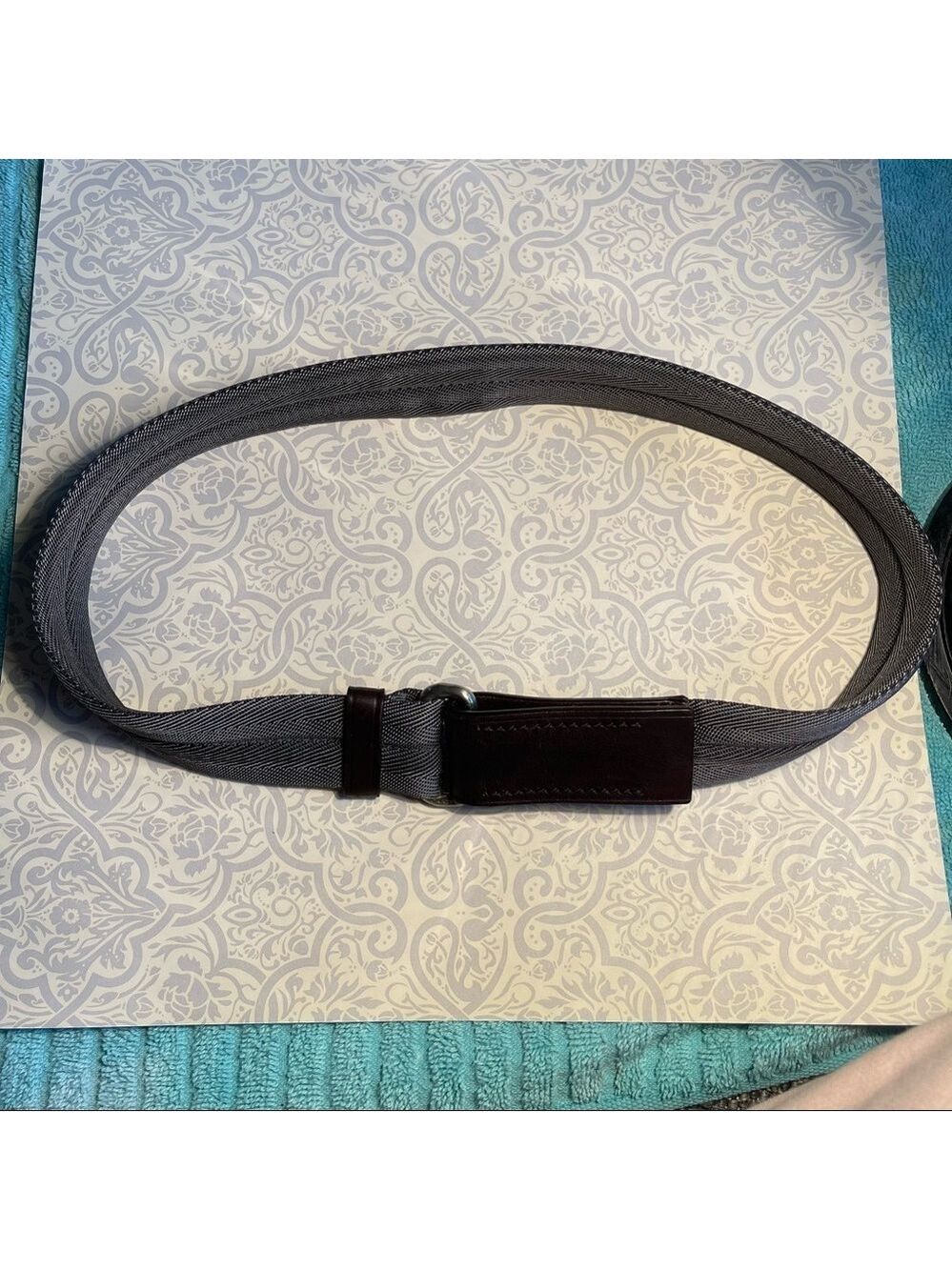 ❤️ Authentic Prada Gray Nylon Leather belt